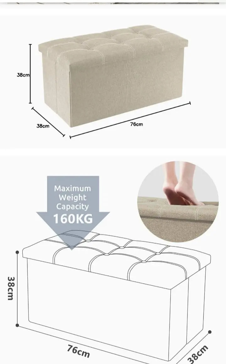 Linen Foldable Sofa Stool